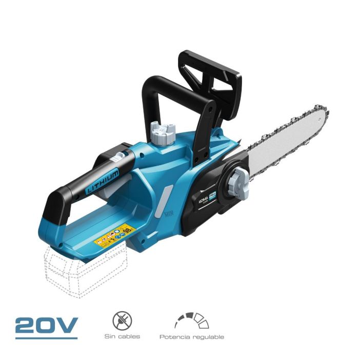 Koma Tools Pro Series 20v-ms Motosierra 20V Sin Batería ni Cargador, Espada 25cm, Tensado sin Herramientas, Freno