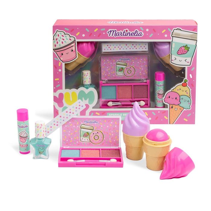 Martinelia 85459 Set de Maquillaje Sparkle Beauty Yummy Sweet para Niñas: Paleta, Brillantes, Bálsamo, Esmalte y Stickers
