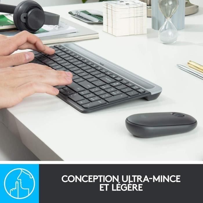 Logitech - MK470 Ultra-Slim Wireless Keyboard + Mouse y Silent Wireless System - Diseño compacto y plano - Receptor USB de 2,4 GHz 2