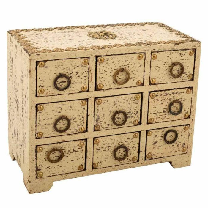 Caja-Joyero Alexandra House Living Crema Madera de mango 10 x 16 x 20 cm 9 cajones