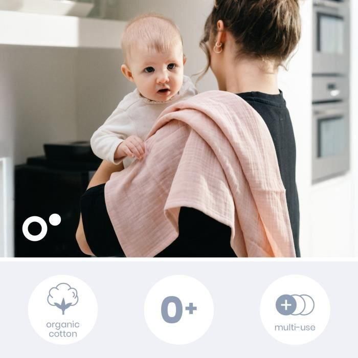 Doomoo BAB5400653010787 Pack de 3 arrullos de gasa de algodón orgánico Oeko-Tex Rosa 1