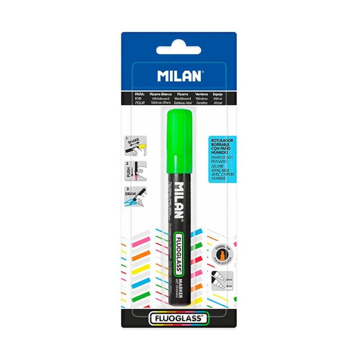 Blister con rotulador verde fluoglass 2 - 4mm milan 1 Blister con rotulador verde fluoglass 2 - 4mm milan 1
