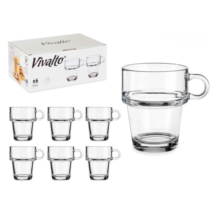 Taza de café y té Vivalto Z908-9/BHA6 Transparente Vidrio 270 ml (6 Unidades) 3