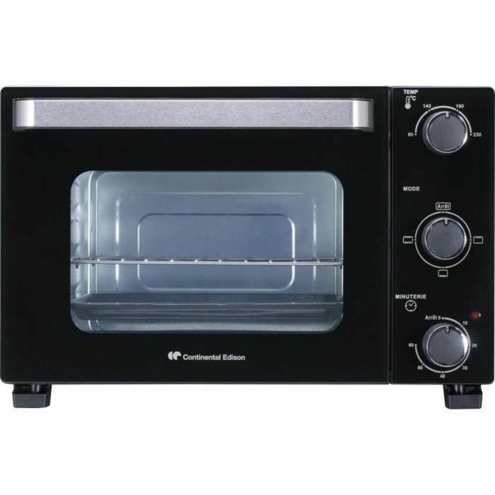 Continental Edison CEMF22B - Mini Horno Eléctrico 22L Negro 1300W con Función Asador y Circulación Natural