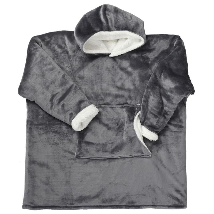 Home Deco Factory Sudadera con Bolsillo y Capucha Sweat Plaid Interior Borreguito Talla Única 118x85 cm 1