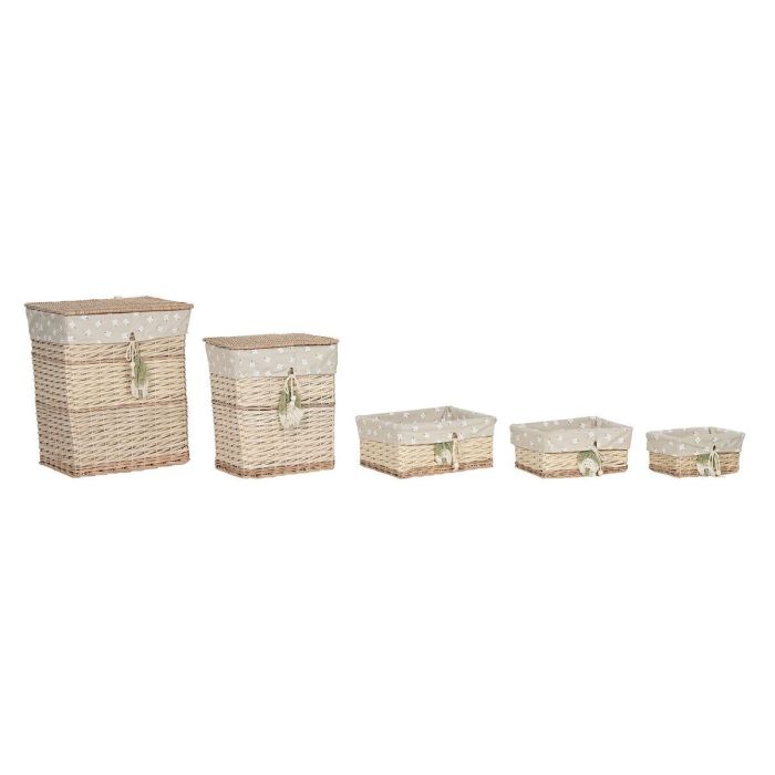 Cesta Ropa Basicos DKD Home Decor Natural Verde 35 x 55 x 47 cm Set de 5