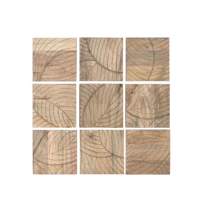 Decoracion Pared Moderno DKD Home Decor Natural 3 x 90 x 90 cm Set de 9