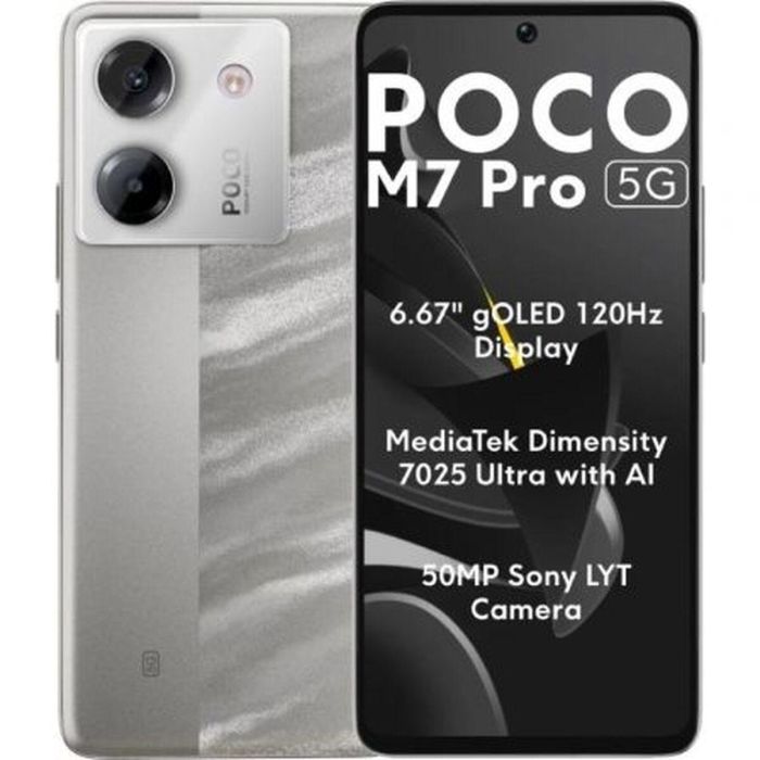 Xiaomi POCO M7 Pro 5G 12GB/512GB 6.67" Plata Smartphone con Carga Rápida 45W y Pantalla AMOLED 120Hz
