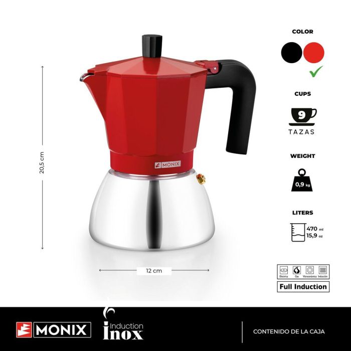 Cafetera Italiana BRA INOX RED 9T Rojo 470 ml 8