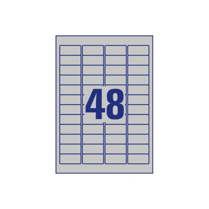 Etiquetas Adh.Impr.Avery A4 Polyester Plata C.Romos Laser Caja 8H 45,7X21,2 Mm 384 Uds.(L6009) 2