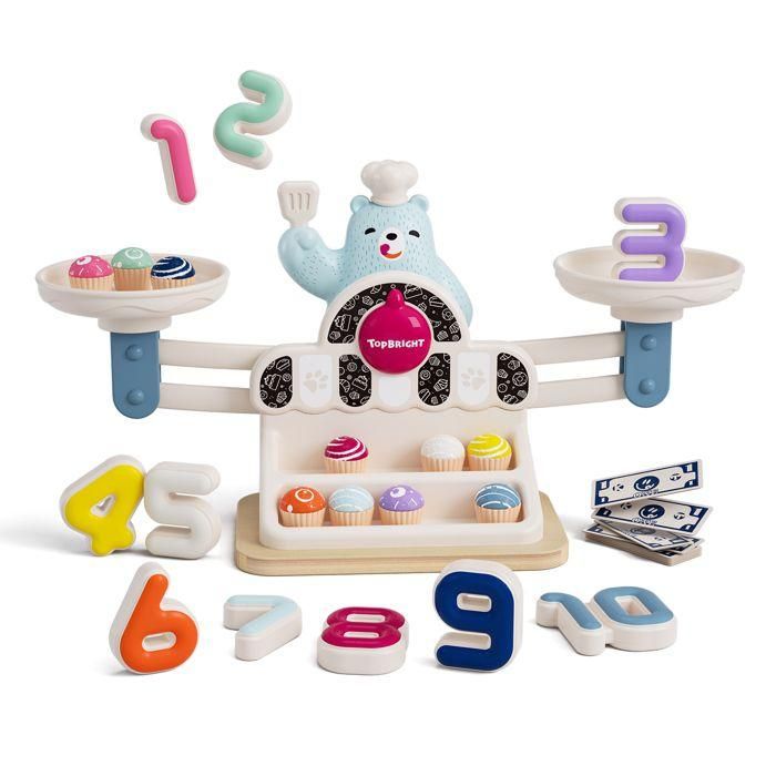 Yummy Balance Bear - TOP BRIGHT - Cupcakes - Bandejas de equilibrio - Balanza - Números - Contando