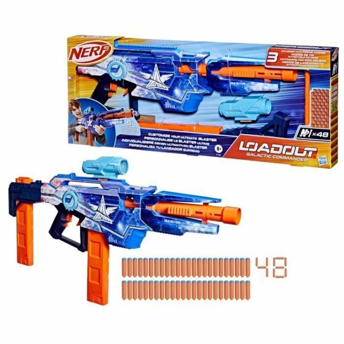 Hasbro HASG15804N0 Nerf Loadout Galactic Commander - Lanzador de dardos de espuma motorizado, 3 accesorios, 48 dardos N1