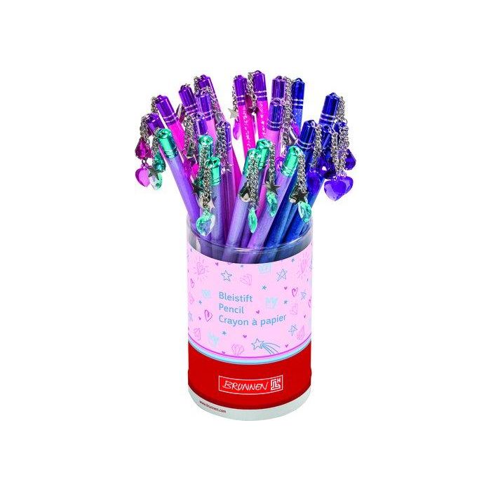 Lapiz De Grafito Brunnen Fun Colgante Efecto Glitter Hb Surtido Expositor De 24 (4 Col.)