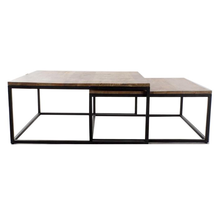 DKD Home Decor Mesa Centro Loft Marron Negro Metal Mango 90 x 40 x 90 cm Set de 2 1 DKD Home Decor Mesa Centro Loft Marron Negro Metal Mango 90 x 40 x 90 cm Set de 2 1