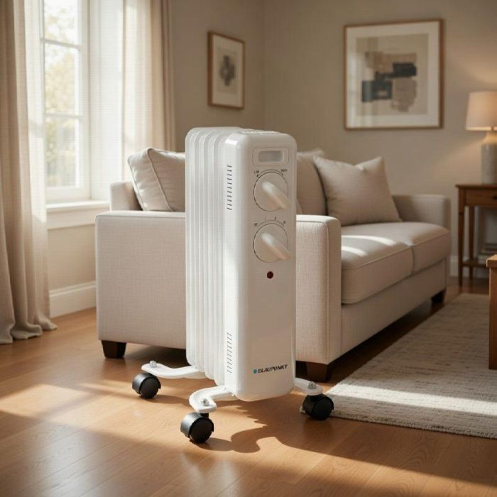 BLAUPUNKT Radiador de Aceite, 5 Elementos, 1000W, Calefactor Eléctrico, Altura 45 cm, Calefacción para Hogar