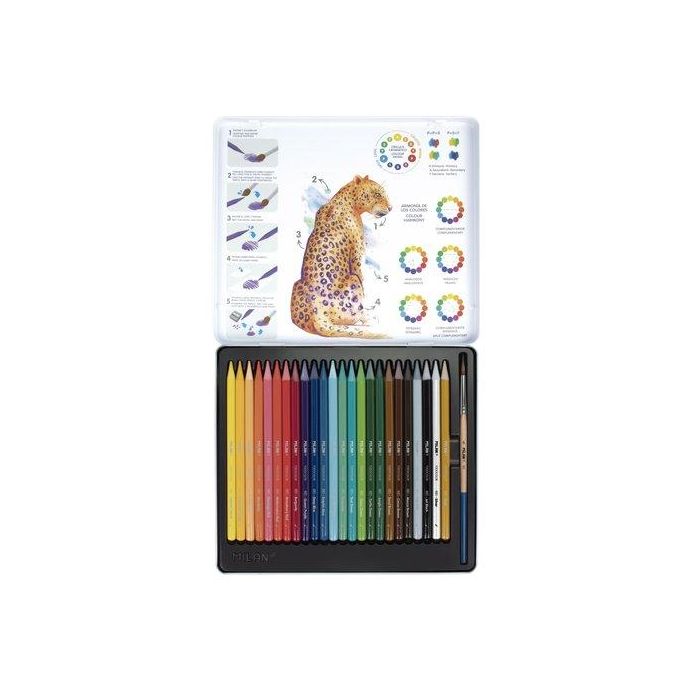 Lapices Color Milan Acuarelables Estuche Metal De 24