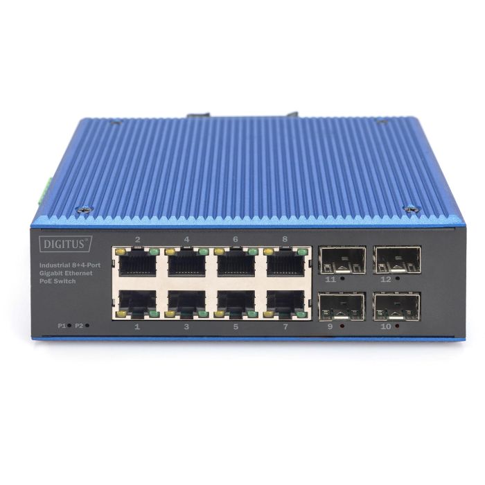 Digitus 8+4P Industrial Gigabit Ethernet PoE Switch, Conmutador No Administrado, 8 Puertos Gigabit PoE, 4 Puertos Fibra SFP/SFP+ 1 Digitus 8+4P Industrial Gigabit Ethernet PoE Switch, Conmutador No Administrado, 8 Puertos Gigabit PoE, 4 Puertos Fibra SFP/SFP+ 1
