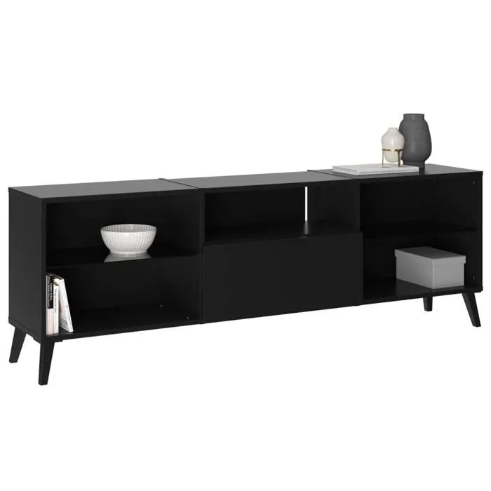 FMD Mueble Bajo TV/Hifi FMD4029494126405 Negro L153,5 x H52 x D31,5 cm 2