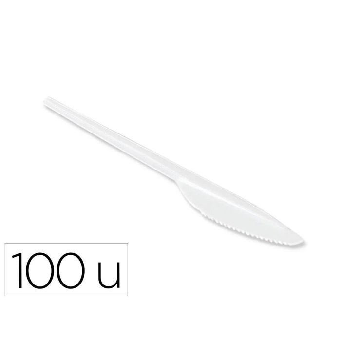 Cuchillo De Plastico Blanco Reutilizable Paquete De 100 Unidades