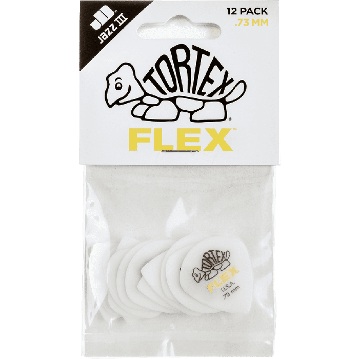 Dunlop Púas Tortex Flex Jazz III 0.73mm Pack 12 Unidades