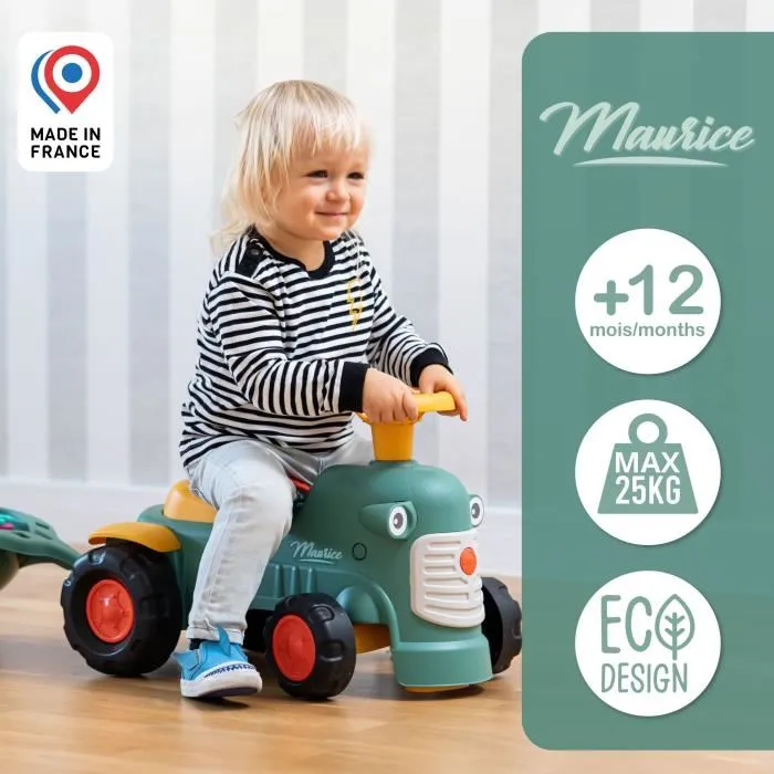 Falk Moto-tractor Maurice Volante y Remolque 100% Fabricado en Francia 90% Plástico Reciclado A partir de 12 Meses AAAAI16075 3