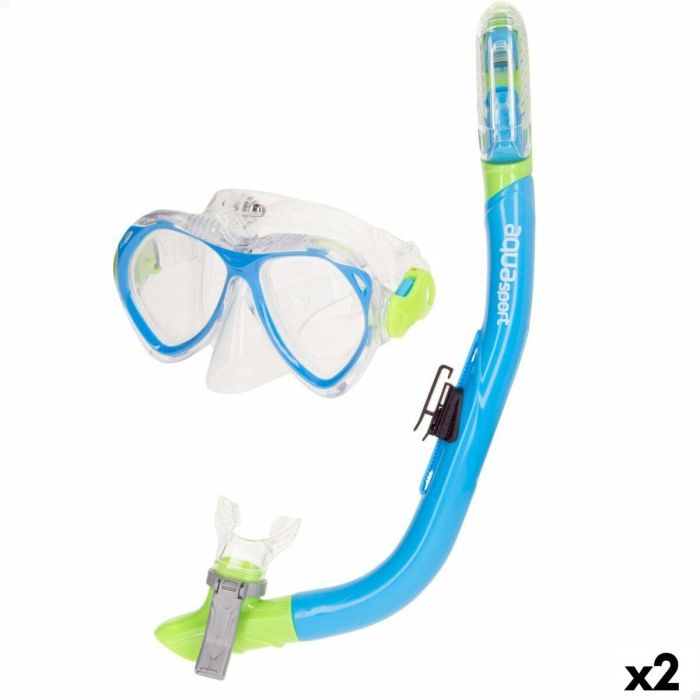 Gafas de Buceo con Tubo Infantiles AquaSport Azul (2 Unidades) 0 Gafas de Buceo con Tubo Infantiles AquaSport Azul (2 Unidades) 0