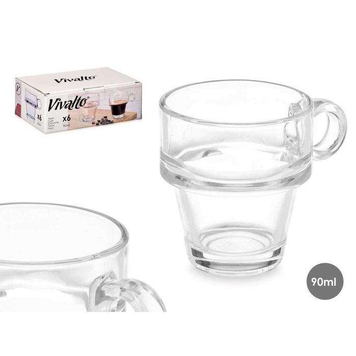 Taza Cafe Apilable 90Ml Vivalto 8X6CM (72 Unidades) Taza Cafe Apilable 90Ml Vivalto 8X6CM (72 Unidades)