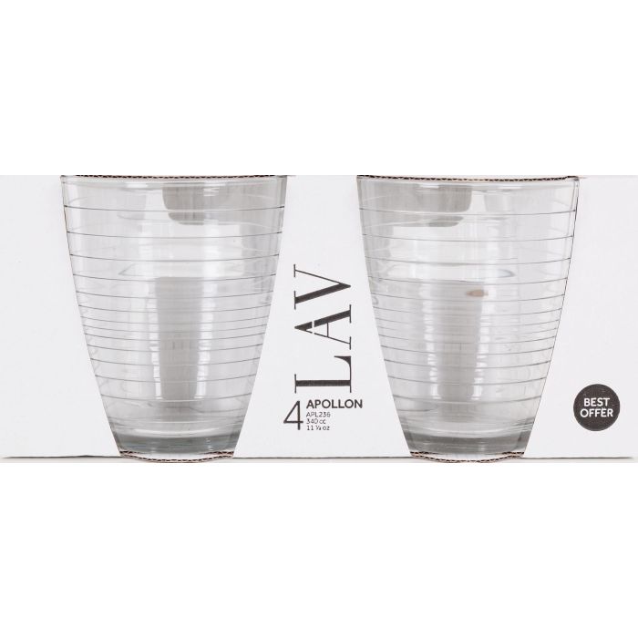 Lav Set 4 Vasos 340 cc Apollon Best Offer (12 Cajas)