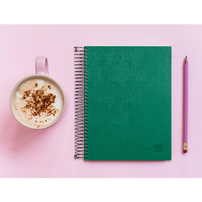 Liderpapel Cuaderno Espiral A5 Micro Papercoat Tapa Forrada 140 Hojas Cuadro 5mm Banda Verde 9