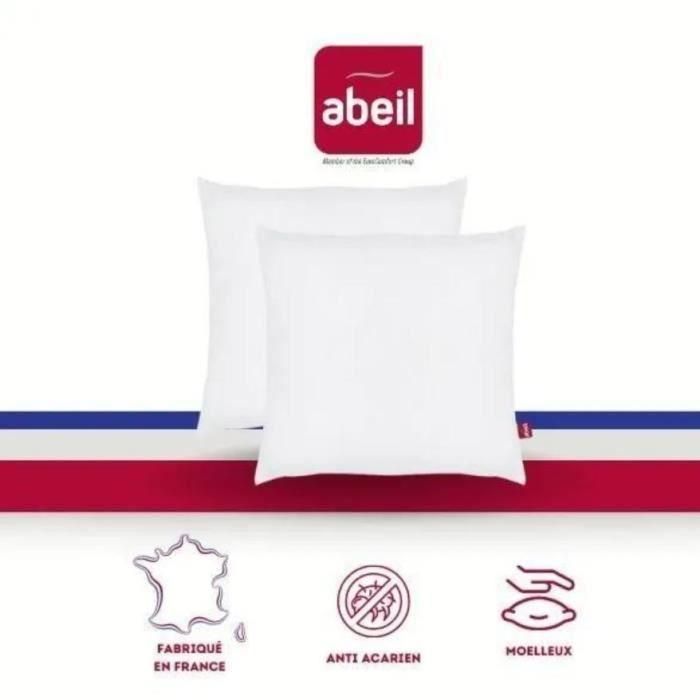 Set de 2 almohadas antiácaros - 60 x 60 cm - 100% algodón orgánico tratado - ABEIL Set de 2 almohadas antiácaros - 60 x 60 cm - 100% algodón orgánico tratado - ABEIL