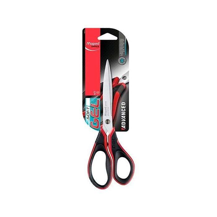 Maped Tijeras Multiusos Advanced Soft Gel 21 cm Asimétricas Mango Negro-Rojo