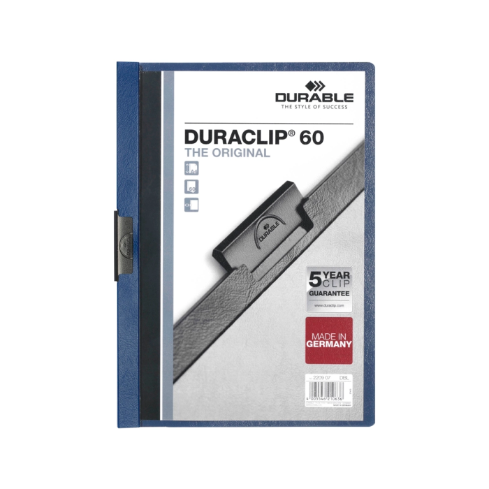 Durable Carpeta Duraclip Dossier Pinza Lateral Azul Oscuro Capacidad 60 Hojas Din A4 Polipropileno 1