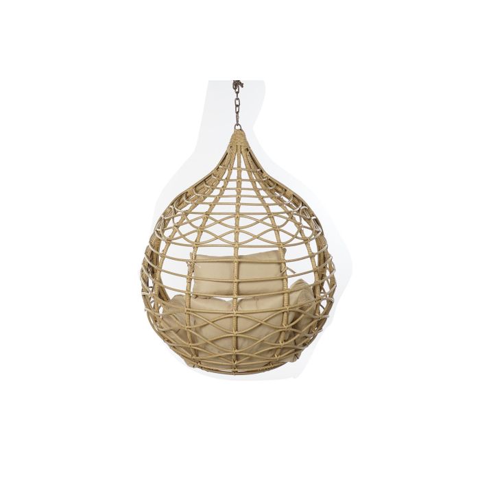 DKD Home Decor Sillón Colgante Breeze para Terraza y Jardín, Ratán Sintético, Poliéster, Marrón Claro, Beige, 70 x 125 x 100 cm 4 DKD Home Decor Sillón Colgante Breeze para Terraza y Jardín, Ratán Sintético, Poliéster, Marrón Claro, Beige, 70 x 125 x 100 cm 4