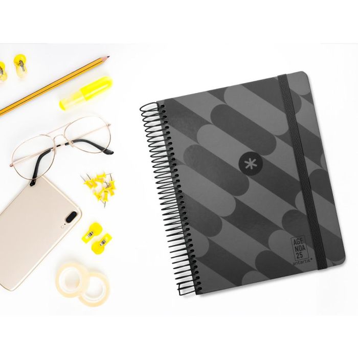 Agenda Espiral Antartik Pattern A5+ 2025 Dia Pagina Color Negro Papel 80 gr 10