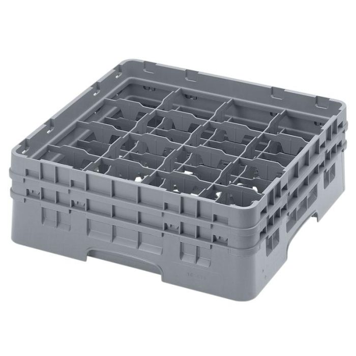 CAMBRO - 16S434-151 - Cesta de lavado 16 comp. 2 alturas - 10,9 cm Ø máx. - alt. máx. 13,5 cm - 50 x 50 x 18,4 cm - Gris claro