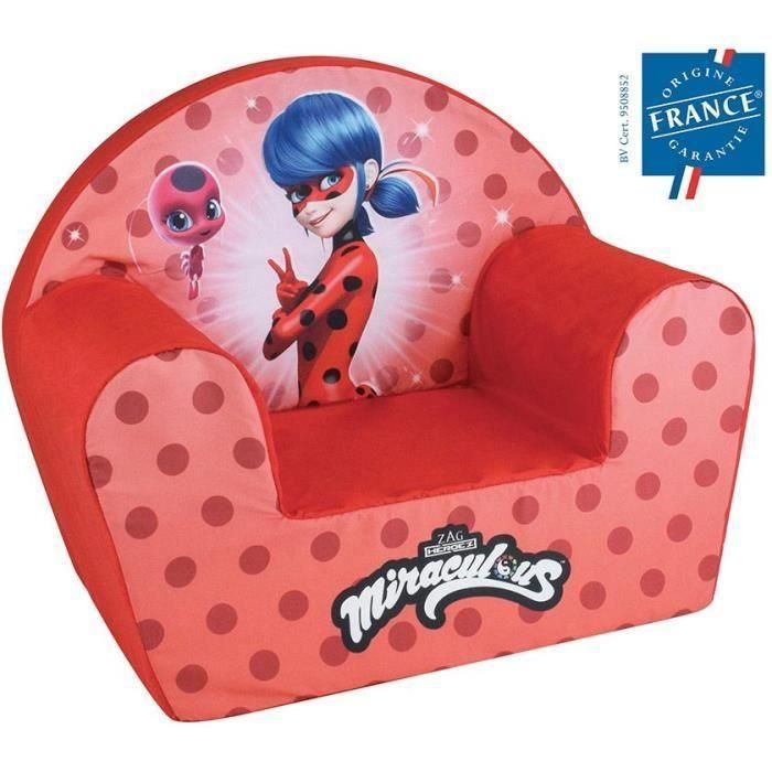 Sillón club FUN HOUSE Miraculous Lady Bug - L.52 x P.33 x H.42 cm - Para niños origen francés garantizado