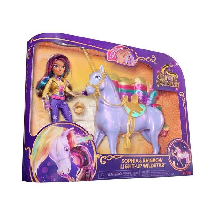 Spin Master Muñeca Sophia 11 cm y Unicornio Wildstar con Luz. Edad 4+ años, Funciona con 2 Pilas AA. Spin Master Muñeca Sophia 11 cm y Unicornio Wildstar con Luz. Edad 4+ años, Funciona con 2 Pilas AA.