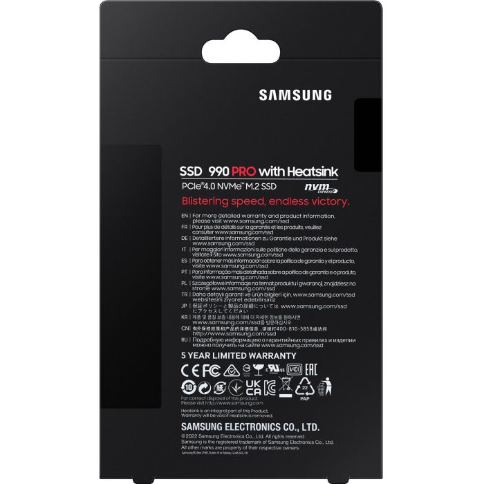 Samsung MZ-V9P2T0CW Disco SSD 990 PRO 2TB M.2 2280 PCIe 4.0 NVMe con Disipador de Calor Compatible PS5 y PC 9