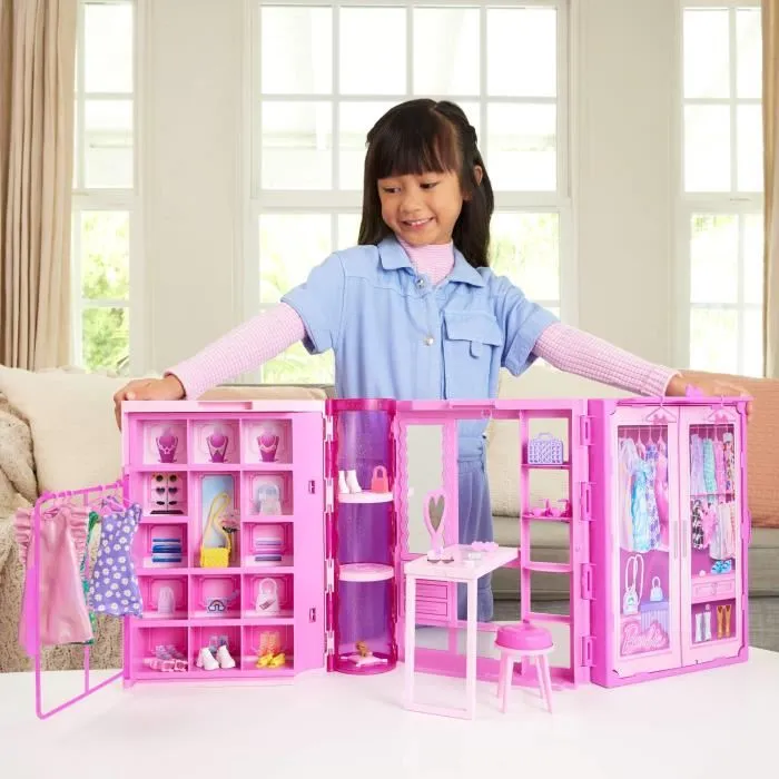 Mattel Barbie Dream Closet Muñeca con Armario de Ensueño Incluye Compartimentos y Accesorios 2