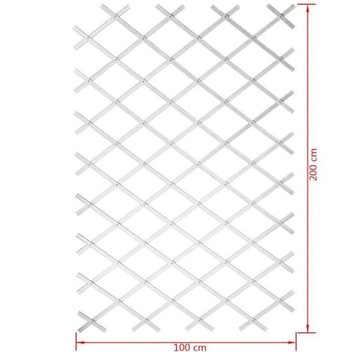 Celosía extensible de plástico blanco - 100x200cm - Nature - Adaptable en anchura - Set de fijación 2