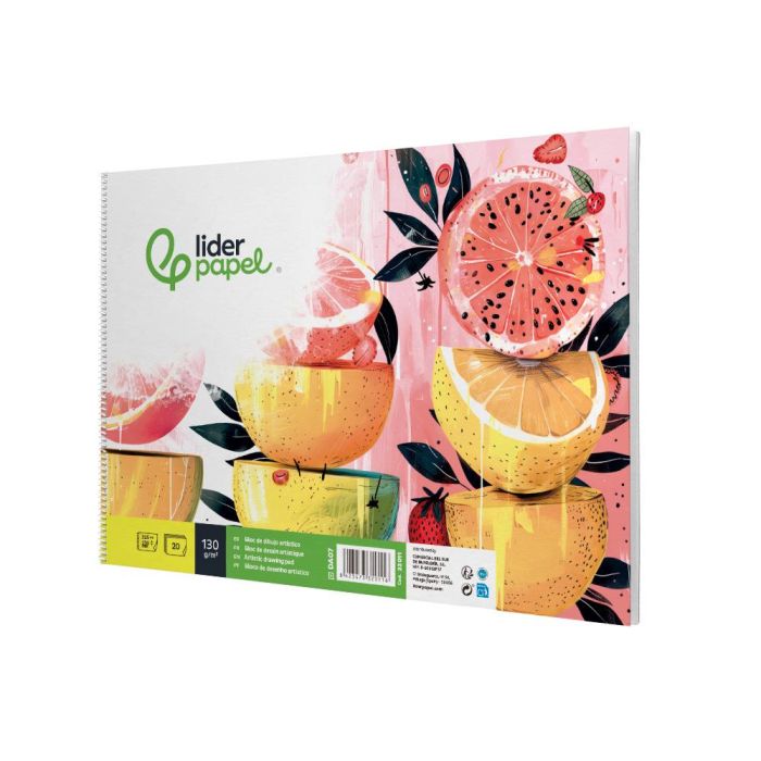 Bloc Dibujo Liderpapel Artistico Frutal Espiral 230x325 mm 20 Hojas 130 gr-M2 Sin Recuadro Perforado 2