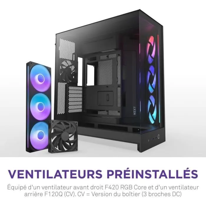 Nzxt AAAUF41860 Caja de Torre Media H9 Flow RGB, Doble Cámara, Ventiladores RGB Incluidos, Negro 4
