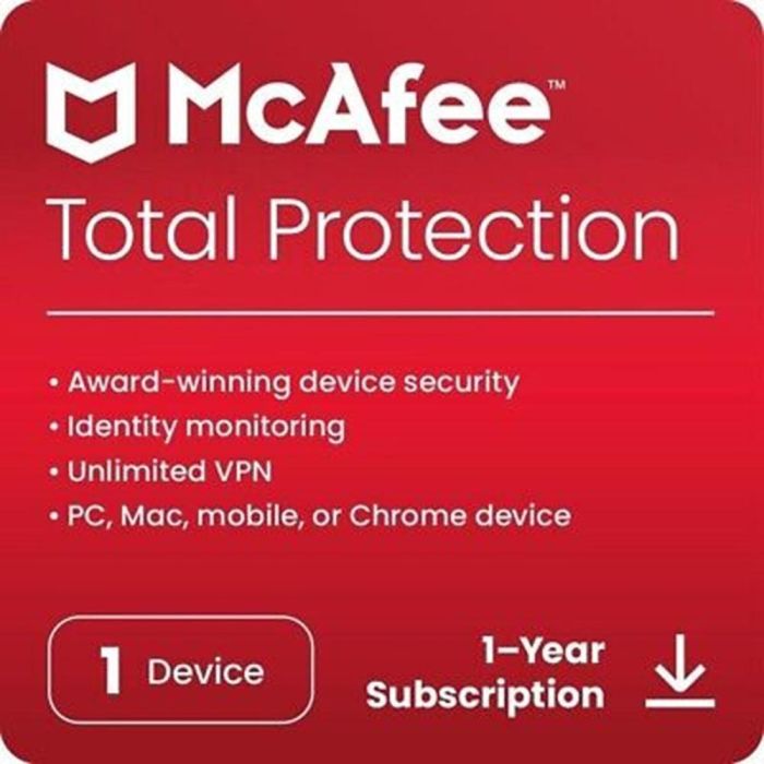Mcafee Antivirus Total Protección para 1 Dispositivo 1 Año ESD