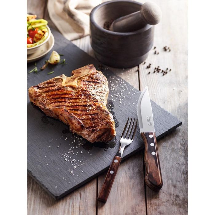 Tramontina Juego de 4 Cuchillos para Asado 12,7cm Acero Inoxidable Mango Polywood Castaño 2