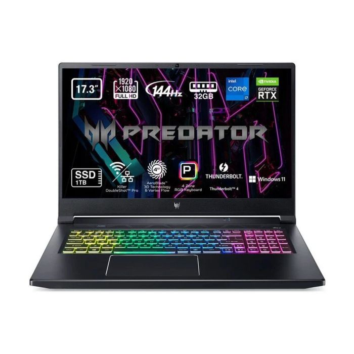 Laptop Acer Predator Helios 300 PH317-55-77GT Qwerty Español 17,3" Intel Core i7-11800H 32 GB RAM 1 TB SSD NVIDIA GeForce RTX 30 Laptop Acer Predator Helios 300 PH317-55-77GT Qwerty Español 17,3" Intel Core i7-11800H 32 GB RAM 1 TB SSD NVIDIA GeForce RTX 30