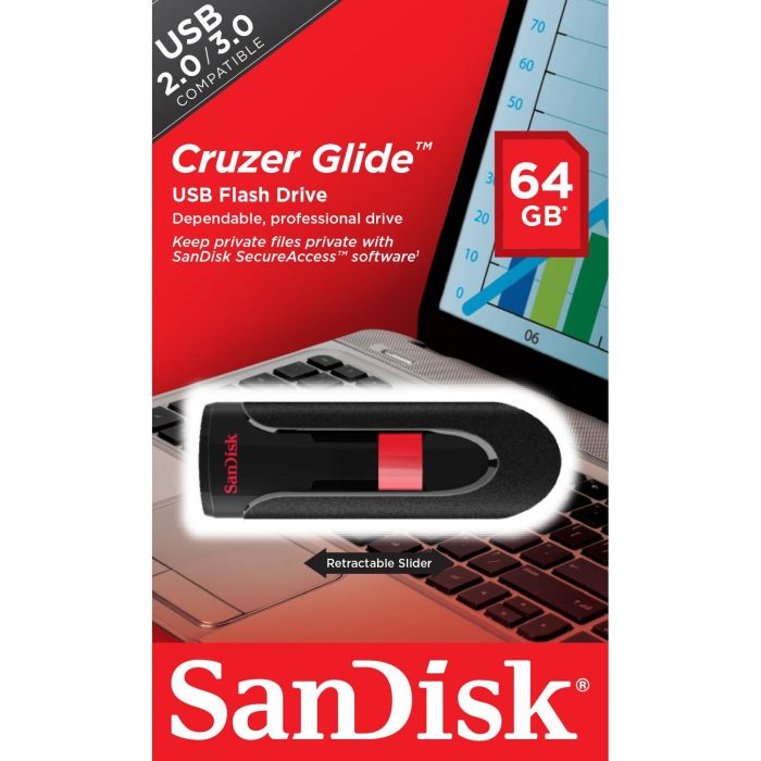 SanDisk USB 2.0 Cruzer Glide 64GB Negro 5