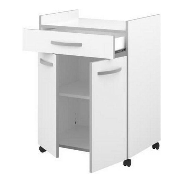 Ekipa Carrito de Cocina HARMONY con Ruedas, Blanco Mate, 2 Puertas, 1 Cajón, Ideal Microondas, L 60 x P 44.5 x H 81.5 cm 3 Ekipa Carrito de Cocina HARMONY con Ruedas, Blanco Mate, 2 Puertas, 1 Cajón, Ideal Microondas, L 60 x P 44.5 x H 81.5 cm 3