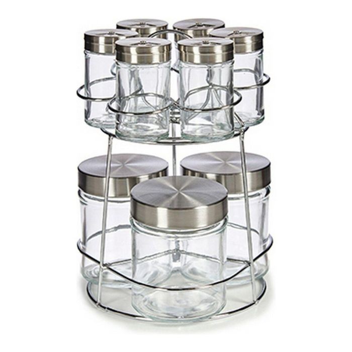 Set 9 Botes de Cristal con Soporte de Metal Redondo Vivalto - 18.5x23.5x19 cm (6 Unidades) Set 9 Botes de Cristal con Soporte de Metal Redondo Vivalto - 18.5x23.5x19 cm (6 Unidades)