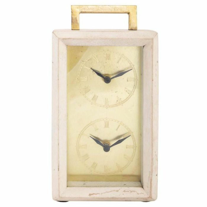 Reloj de Mesa Alexandra House Living Latón Vidrio Hierro Madera de mango 9 x 30 x 15 cm 2