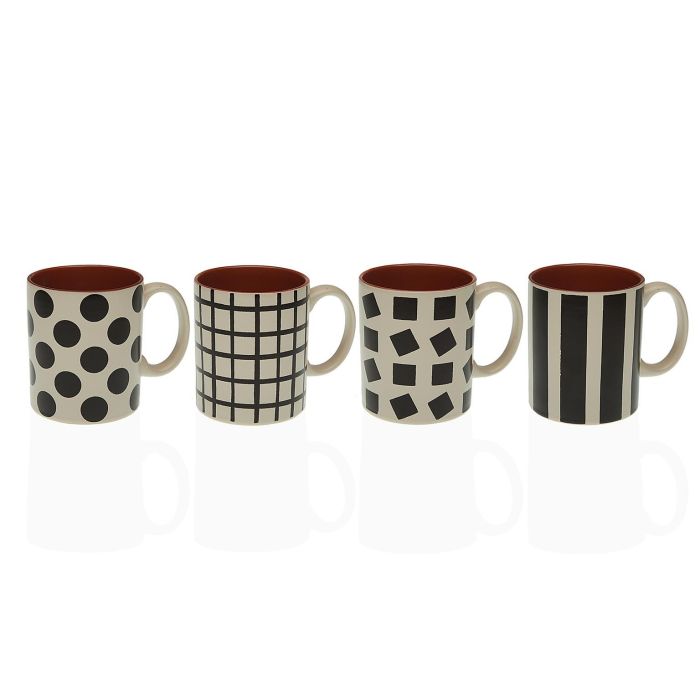 Mug Black&White Versa 8x9.6 cm cerámica (4 Unidades) Mug Black&White Versa 8x9.6 cm cerámica (4 Unidades)